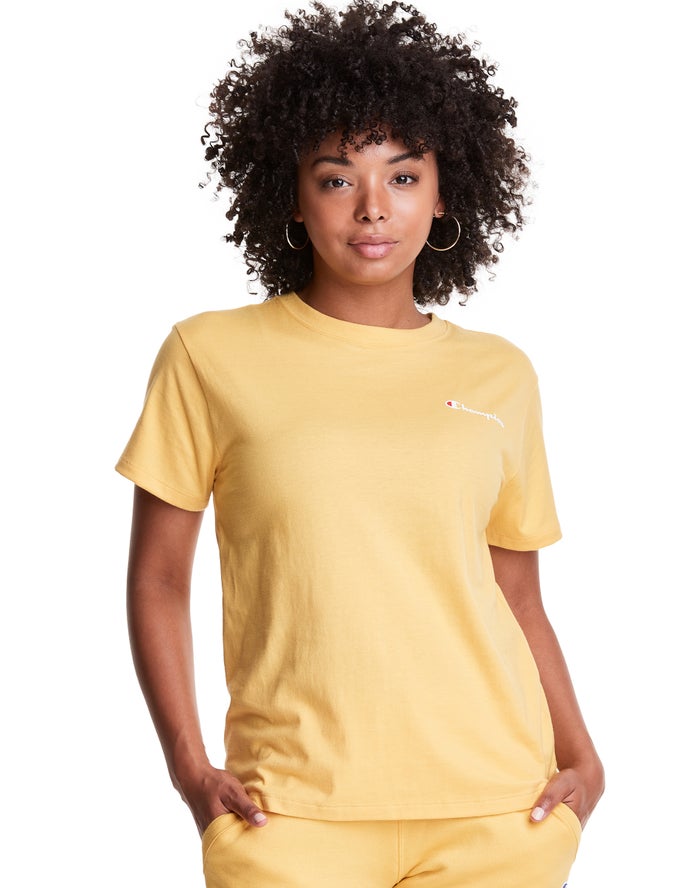 Camiseta Champion Mujer - Classic Script Logo ( Amarillo ) 5789124-LG